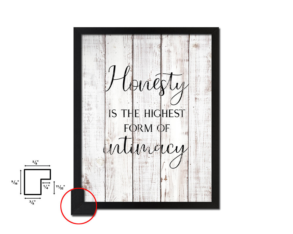 Honesty Is The Highest form of intimacy White Wash Quote Framed Print Wall Decor Art