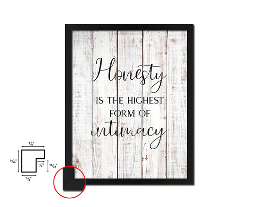 Honesty Is The Highest form of intimacy White Wash Quote Framed Print Wall Decor Art