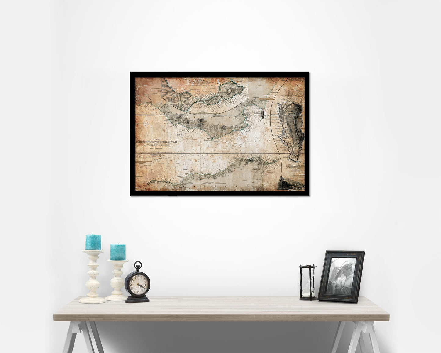 Gibraltar Antique Map Framed Print Art Wall Decor Gifts