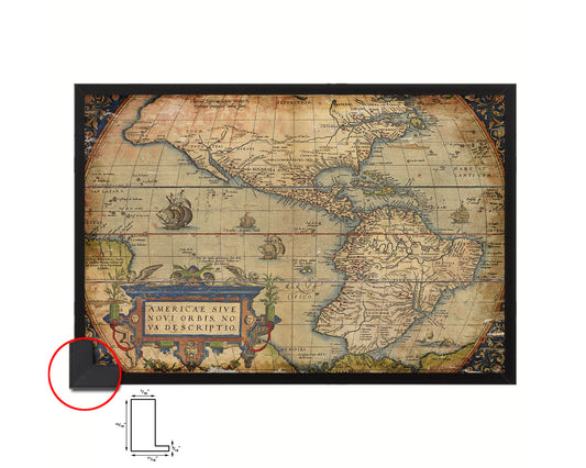 America Theatrum Orbis Terrarum Abraham Antwerp 1570 Antique Map Framed Print Art Gifts