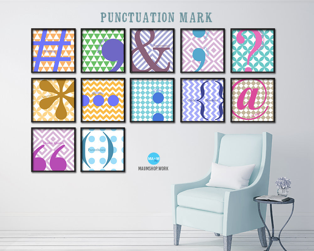 Hashtag Punctuation Symbol Framed Print Home Decor Wall Art English Teacher Gifts