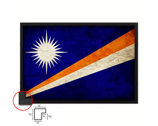 Marshall Islands Country Vintage Flag Wood Framed Print Wall Art Decor Gifts