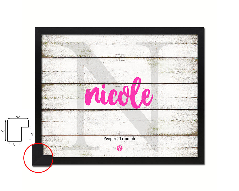 Nicole Personalized Biblical Name Plate Art Framed Print Kids Baby Room Wall Decor Gifts