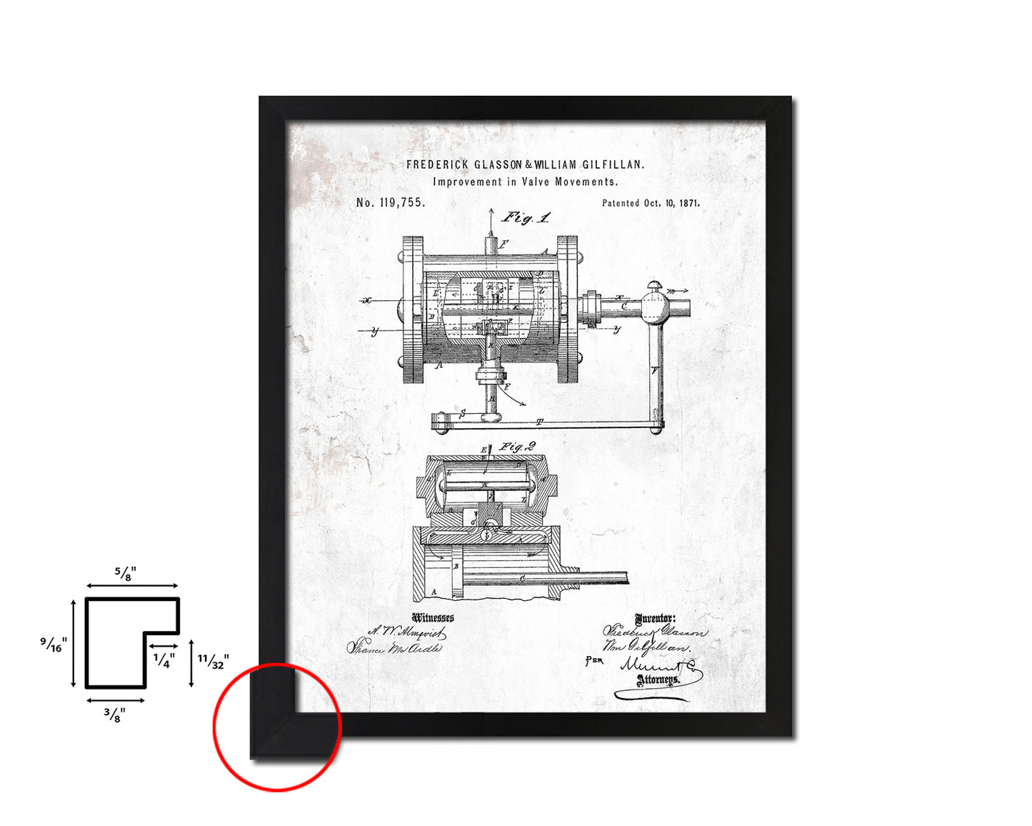 Steam Locomotive Valve Train Vintage Patent Artwork Black Frame Print Gifts