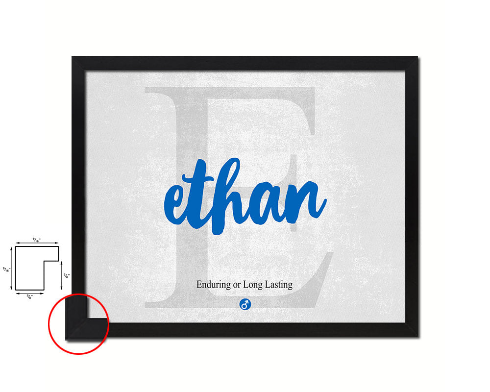 Ethan Personalized Biblical Name Plate Art Framed Print Kids Baby Room Wall Decor Gifts