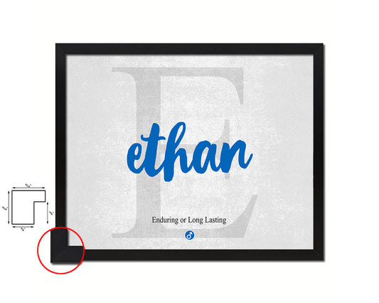 Ethan Personalized Biblical Name Plate Art Framed Print Kids Baby Room Wall Decor Gifts