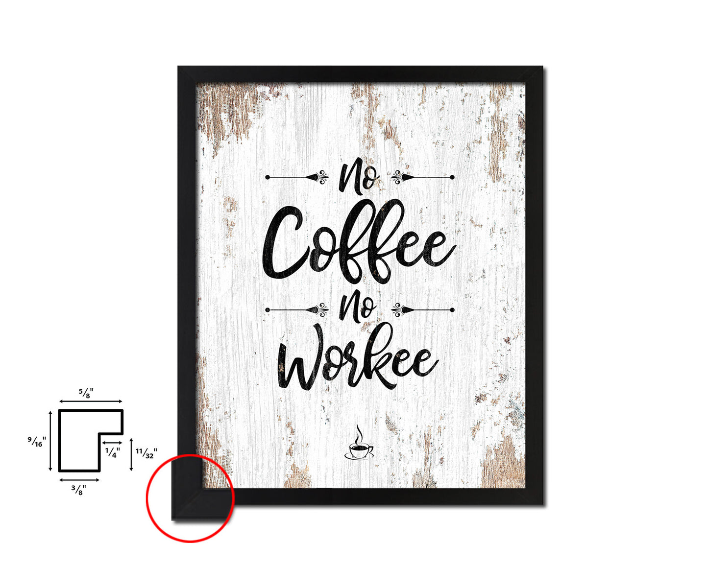 No coffee no workee Quote Framed Artwork Print Wall Decor Art Gifts