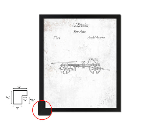 Horse Power Train Vintage Patent Artwork Black Frame Print Gifts