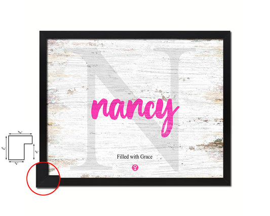 Nancy Personalized Biblical Name Plate Art Framed Print Kids Baby Room Wall Decor Gifts