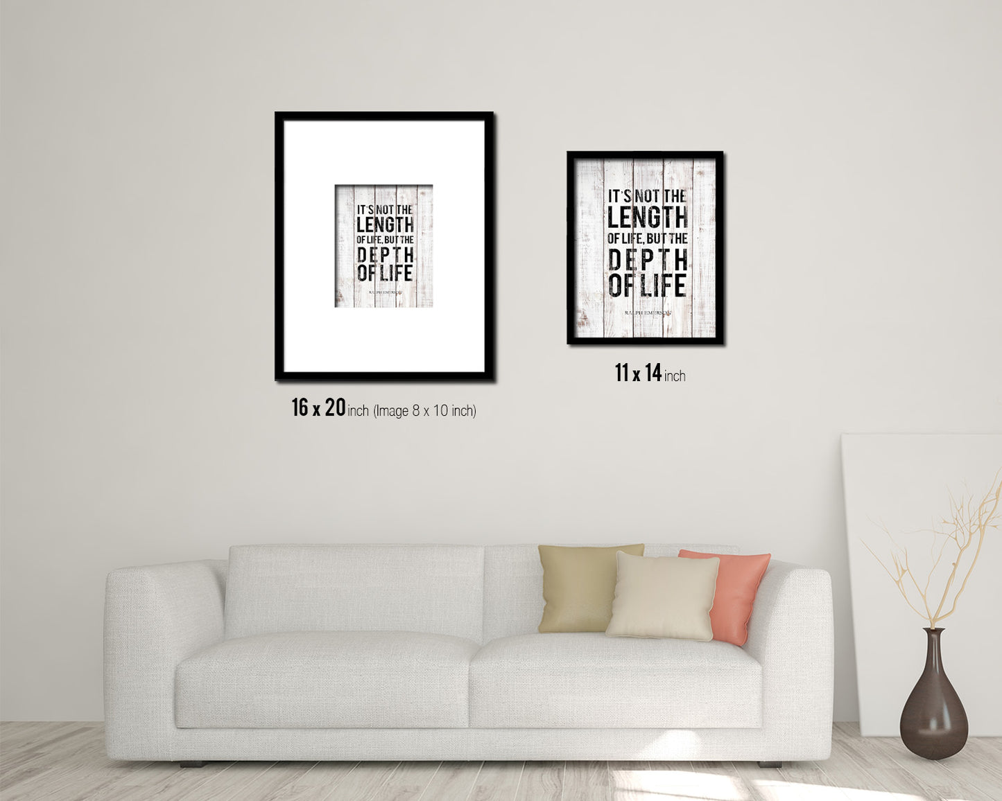 It's not the length of life White Wash Quote Framed Print Wall Decor Art