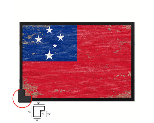 Samoa Shabby Chic Country Flag Wood Framed Print Wall Art Decor Gifts