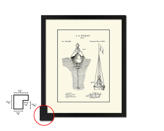 Buoy Nautical Vintage Patent Artwork Black Frame Print Gifts