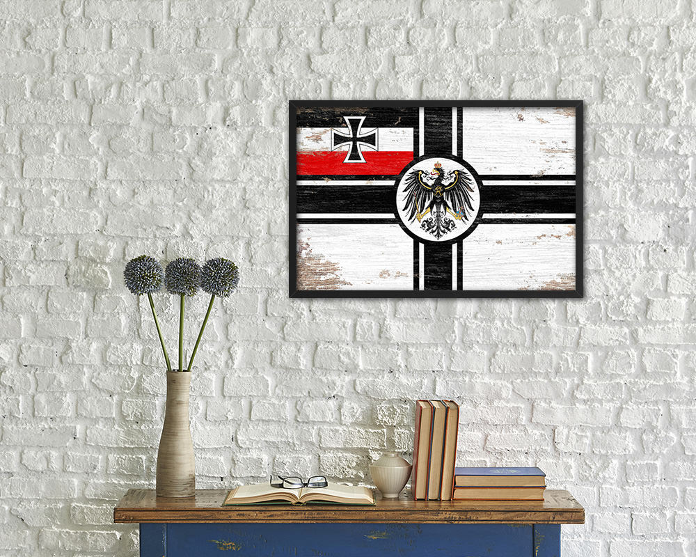 Imperial German Navy 1867-1871 War Shabby Chic Military Flag Framed Print Decor Wall Art Gifts