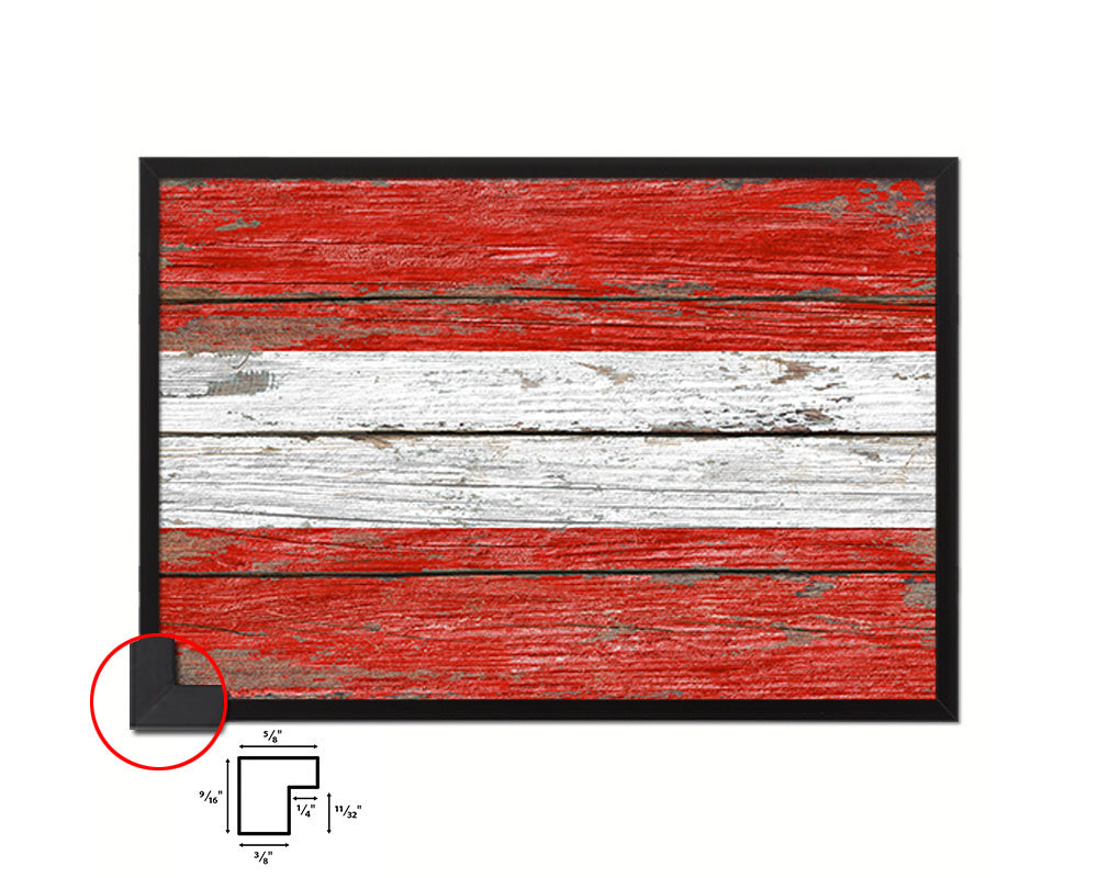 Austria Country Wood Rustic National Flag Wood Framed Print Wall Art Decor Gifts