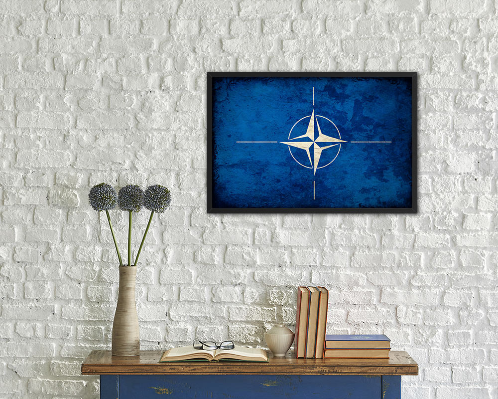 Nato Country Vintage Flag Wood Framed Print Wall Art Decor Gifts