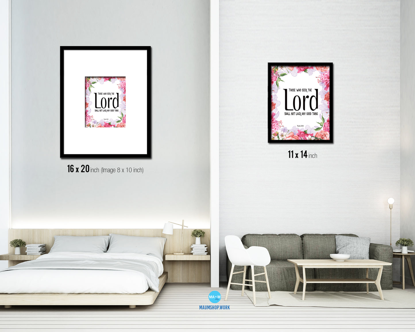 Those who seek the Lord shall not lack any good thing Quote Framed Print Home Decor Wall Art Gifts