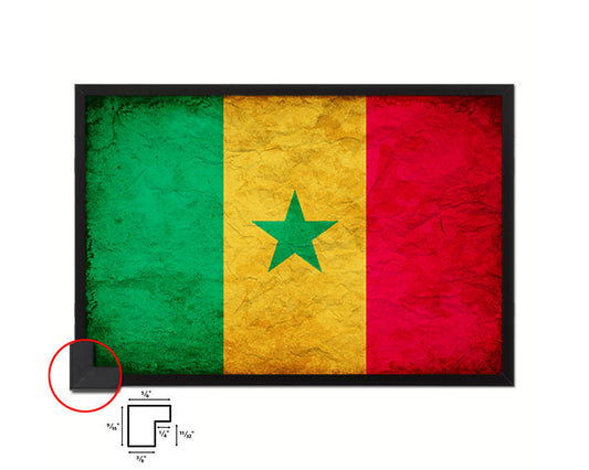 Senegal Country Vintage Flag Wood Framed Print Wall Art Decor Gifts