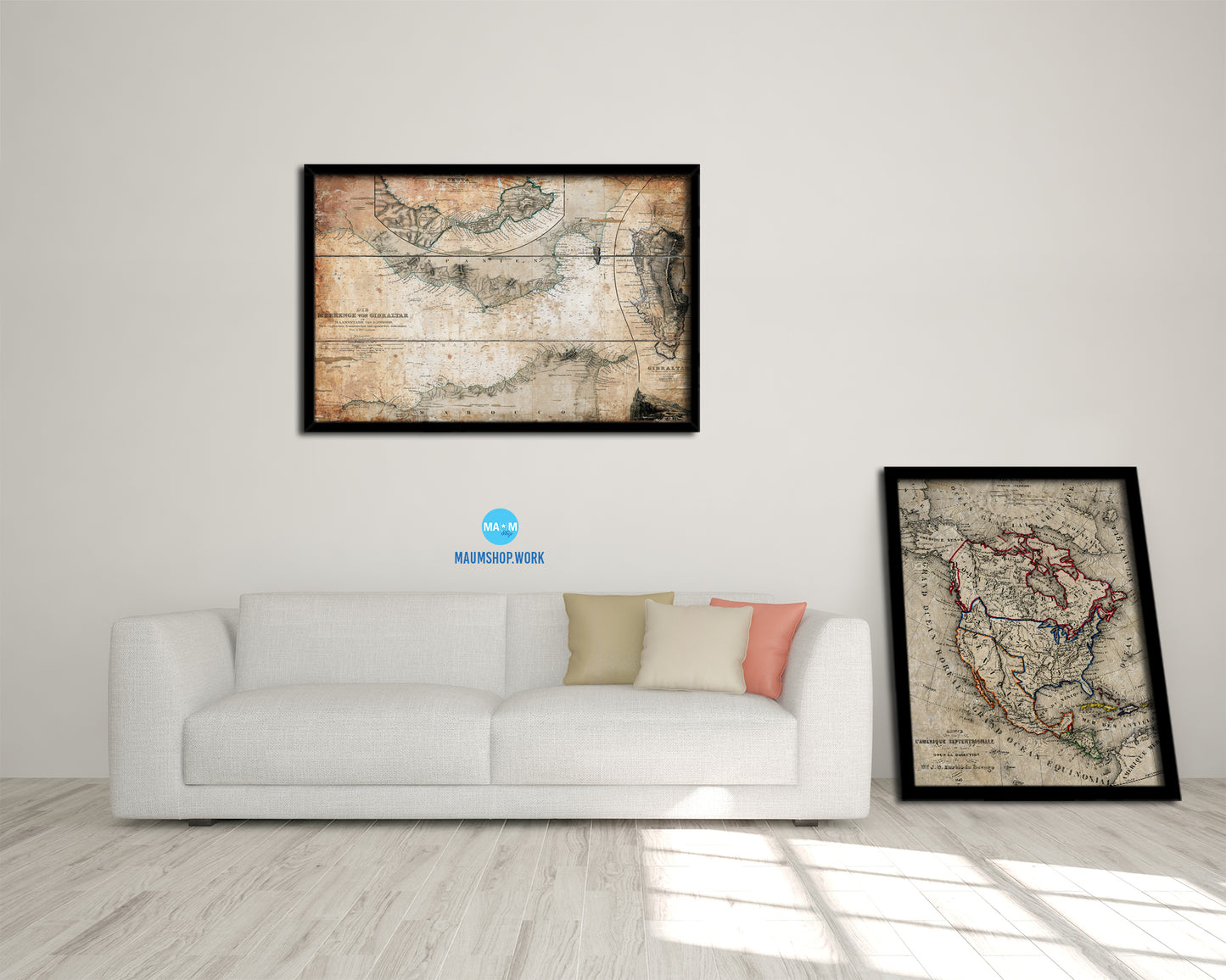 Gibraltar Antique Map Framed Print Art Wall Decor Gifts