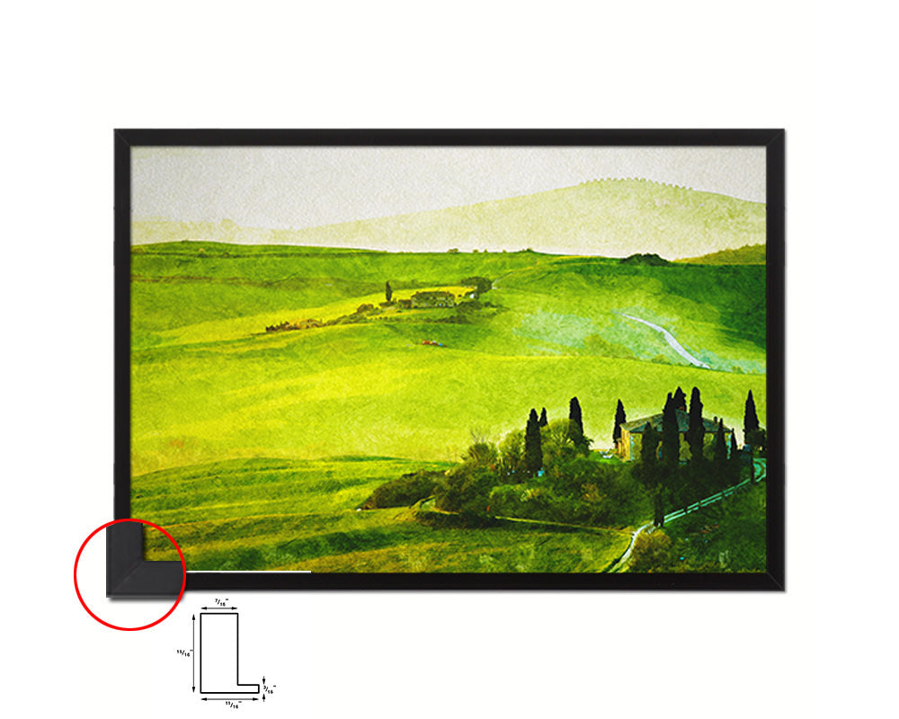 Tuscany, Italy Vineyards Artwork Painting Print Art Frame Home Wall Decor Gifts