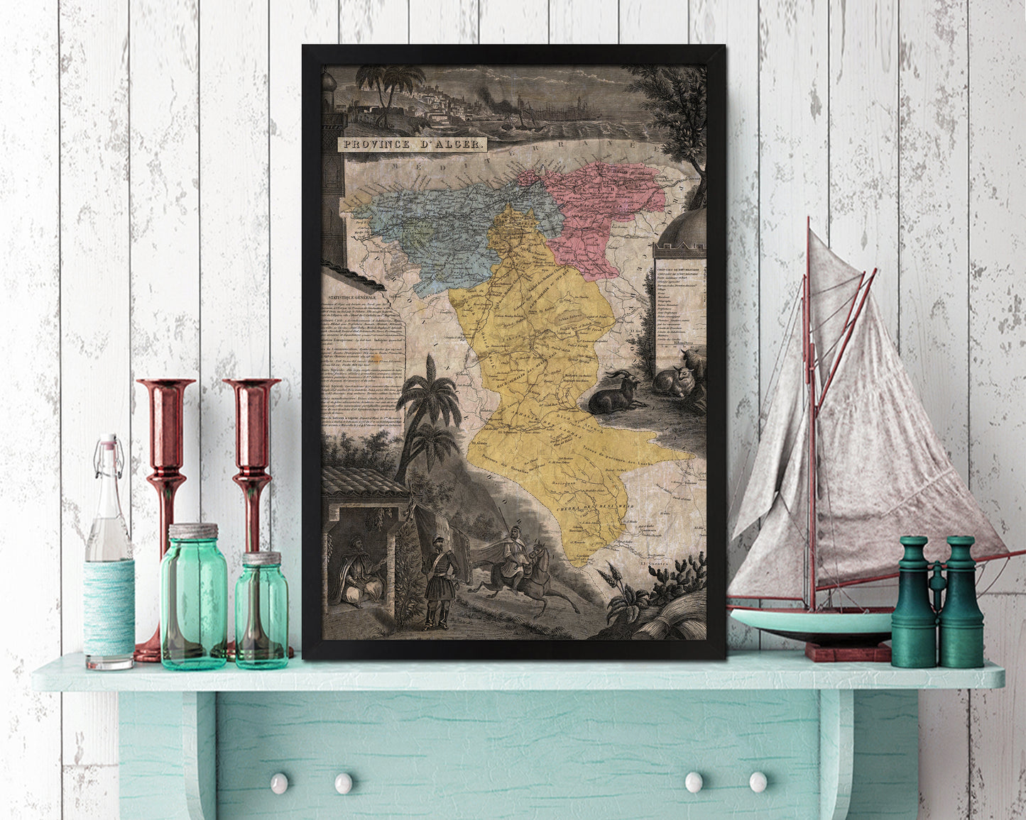 Province D'alcer Historical Map Wood Framed Print Art Wall Decor Gifts
