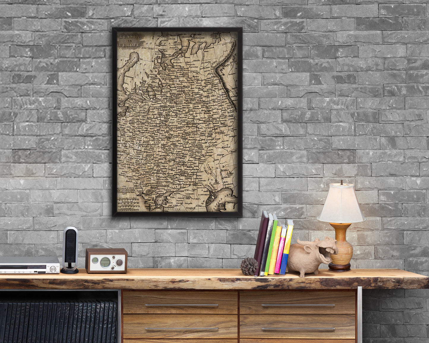 Russia Scandinavia Historical Map Wood Framed Print Art Wall Decor Gifts