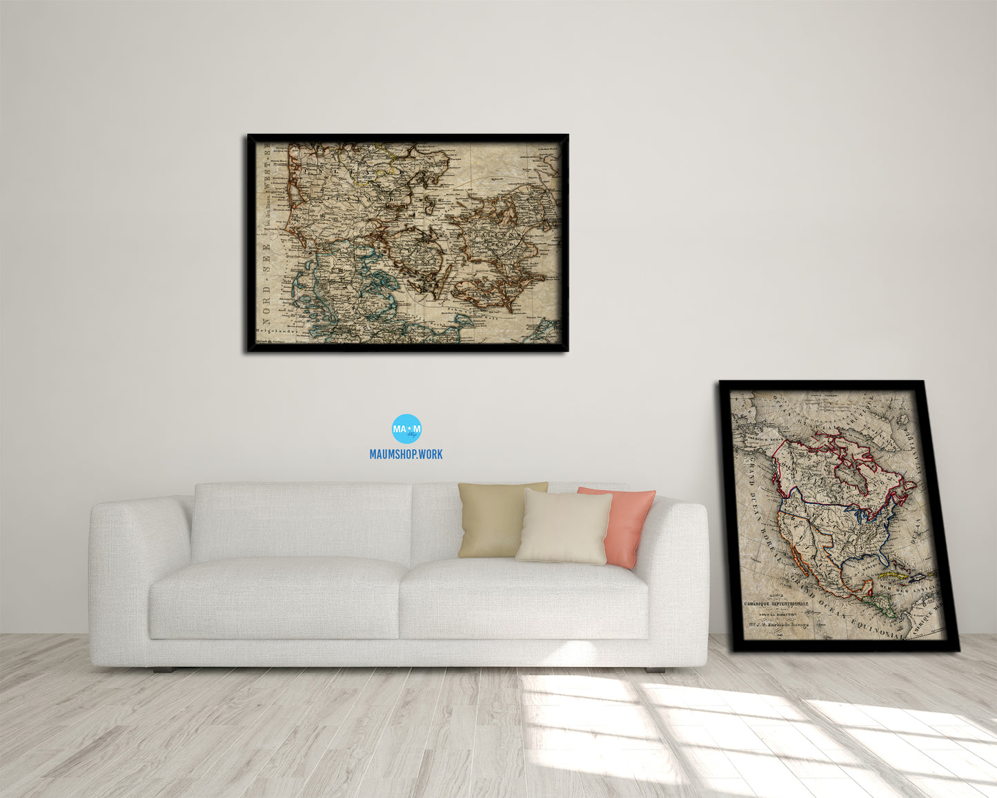 Denmark Historical Map Framed Print Art Wall Decor Gifts