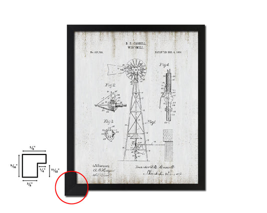 Windmill Farming Vintage Patent Artwork Black Frame Print Gifts