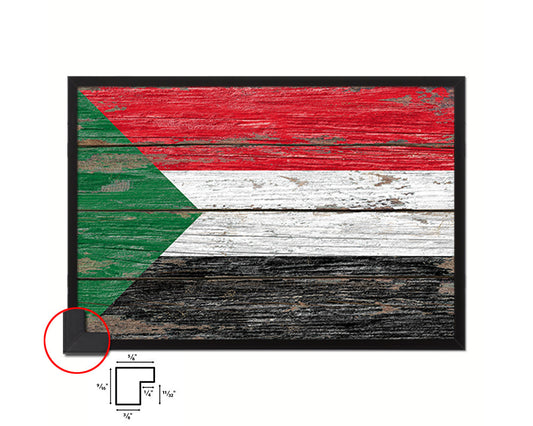 Sudan Country Wood Rustic National Flag Wood Framed Print Wall Art Decor Gifts