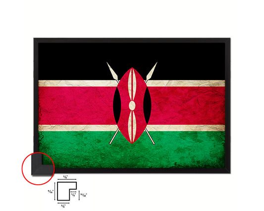 Kenya Country Vintage Flag Wood Framed Print Wall Art Decor Gifts