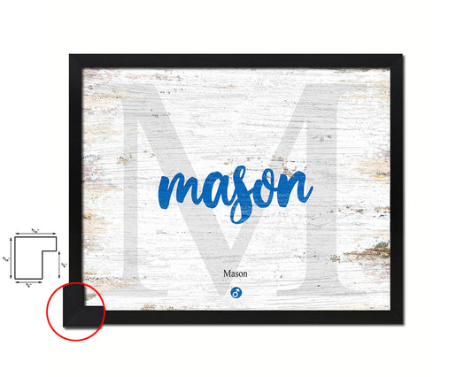 Mason Personalized Biblical Name Plate Art Framed Print Kids Baby Room Wall Decor Gifts