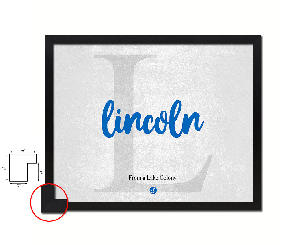 Lincoln Personalized Biblical Name Plate Art Framed Print Kids Baby Room Wall Decor Gifts