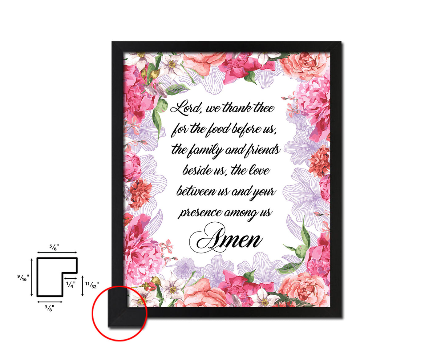 Lord we thank thee for the food before us, Amen Quote Framed Print Home Decor Wall Art Gifts