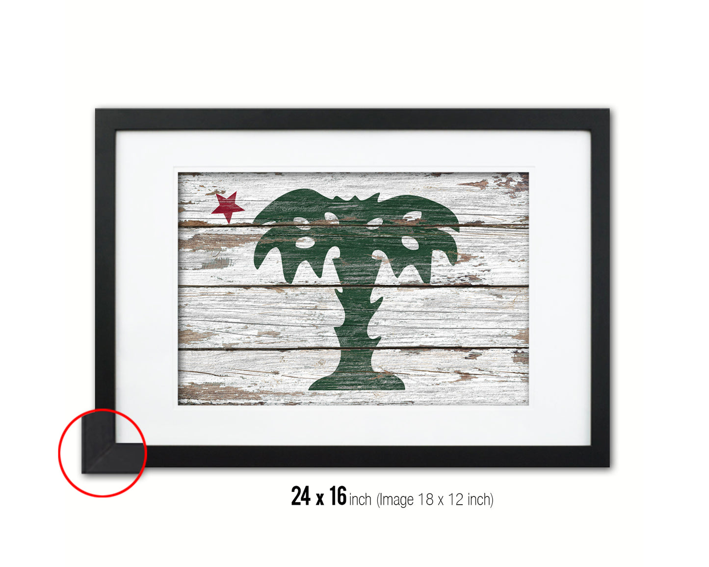 South Carolina Palmetto Guard Wood Rustic Flag Wood Framed Print Wall Art Decor Gifts