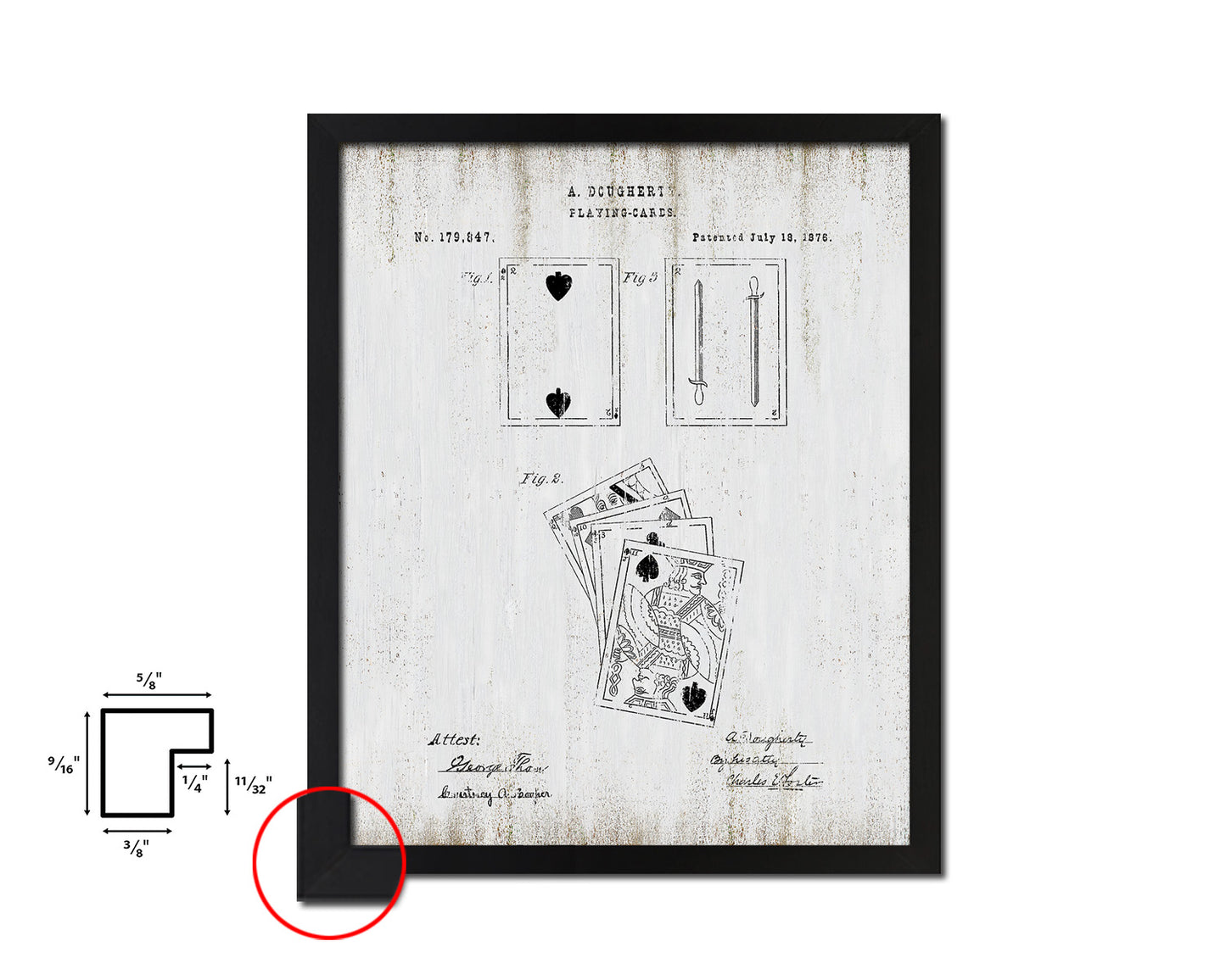 Face Poker Game Playing Card Vintage Patent Artwork Black Frame Print Gifts