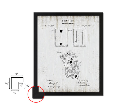 Face Poker Game Playing Card Vintage Patent Artwork Black Frame Print Gifts