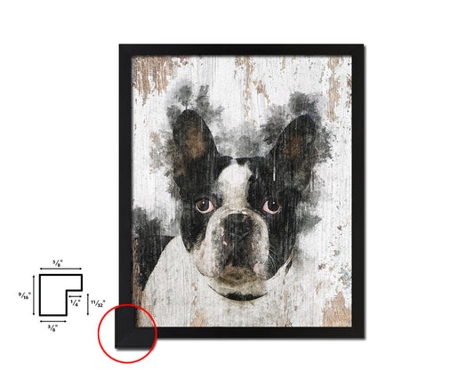 French Bulldog Dog Puppy Portrait Framed Print Pet Watercolor Wall Decor Art Gifts