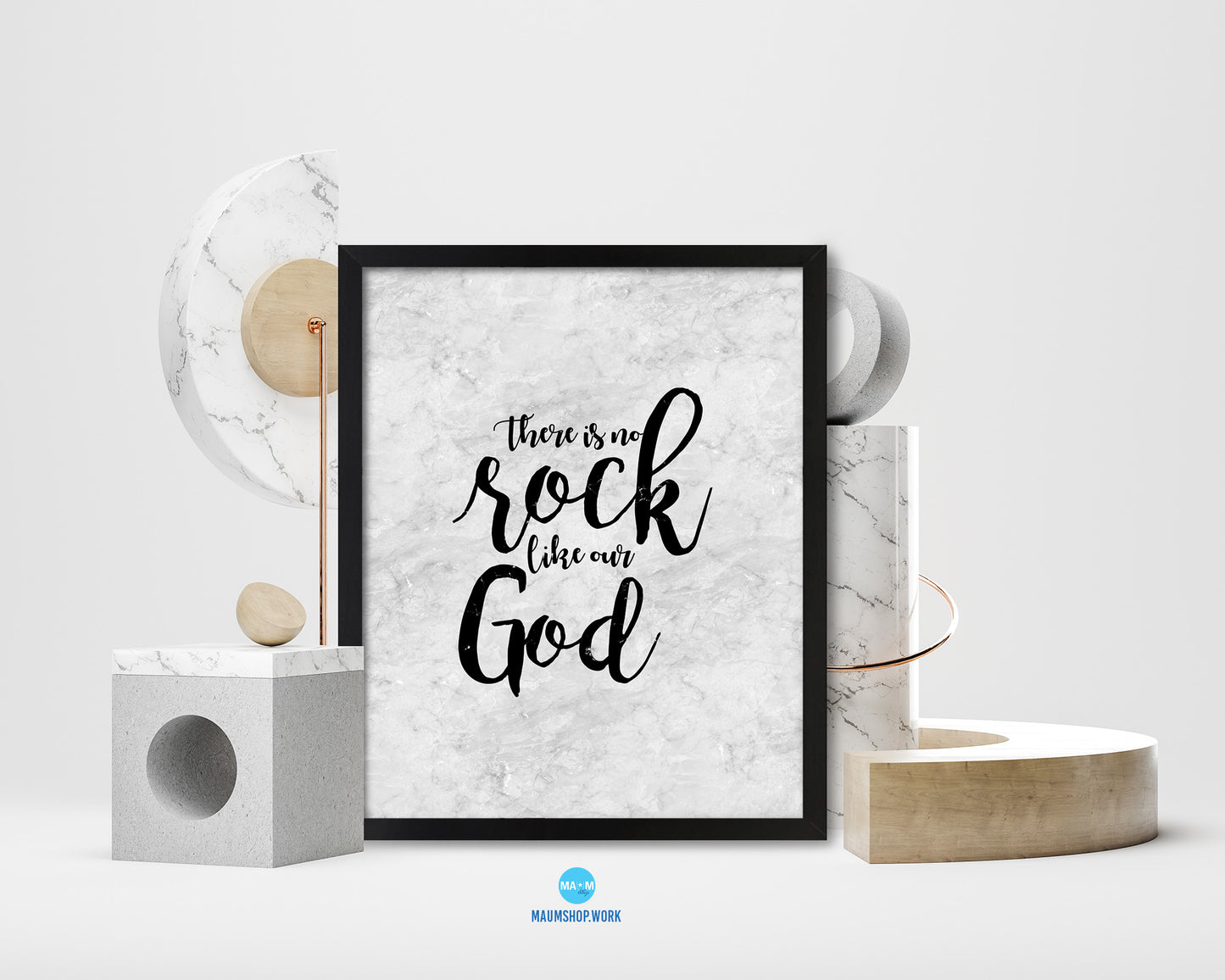 There is no rock like our God Bible Scripture Verse Framed Print Wall Art Decor Gifts