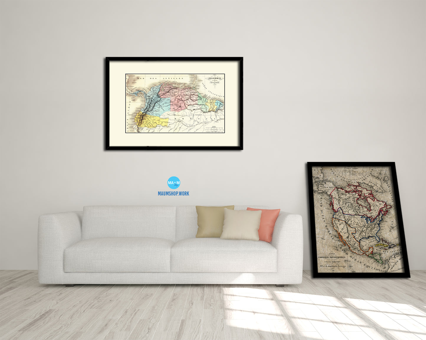 Colombia Venezuela Guyana Old Map Framed Print Art Wall Decor Gifts