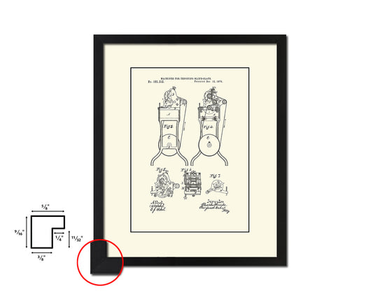 Tenoning Blind-Slats Machine Vintage Patent Artwork Black Frame Print Gifts