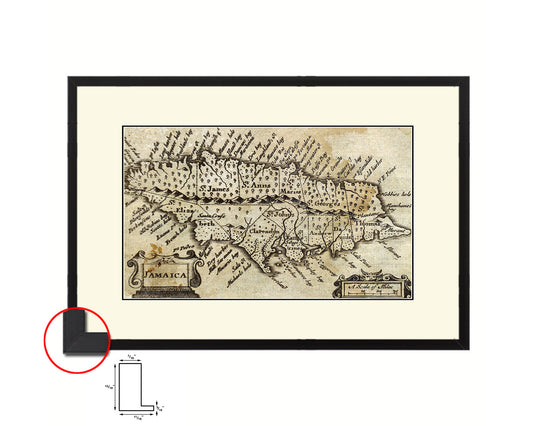 Jamaica John Speed 1675 Old Map Framed Print Art Wall Decor Gifts