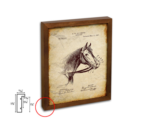 Horse Bridle Bit Farming Vintage Patent Artwork Walnut Frame Gifts