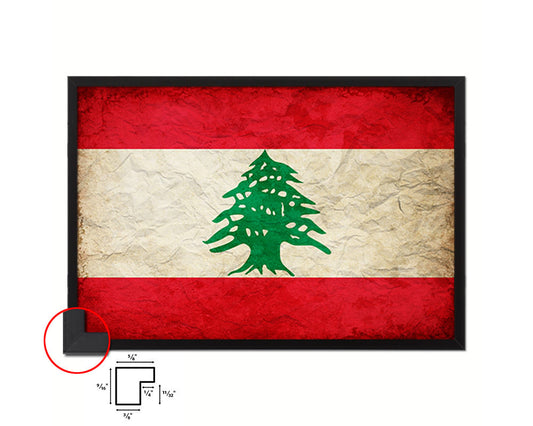 Lebanon Country Vintage Flag Wood Framed Print Wall Art Decor Gifts