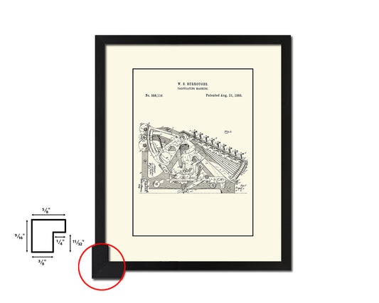 Calculating Machine Tools Vintage Patent Artwork Black Frame Print Gifts