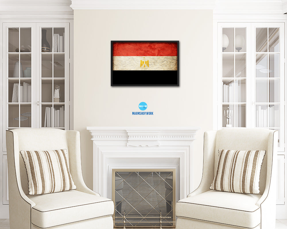 Egypt Country Vintage Flag Wood Framed Print Wall Art Decor Gifts