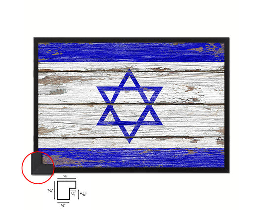 Israel Country Wood Rustic National Flag Wood Framed Print Wall Art Decor Gifts