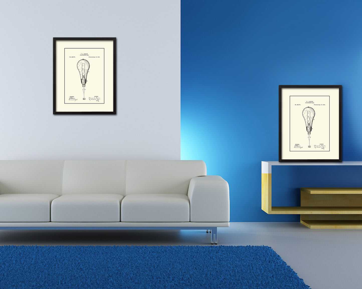 Light Bulb Edison Vintage Patent Artwork Black Frame Print Wall Art Decor Gifts