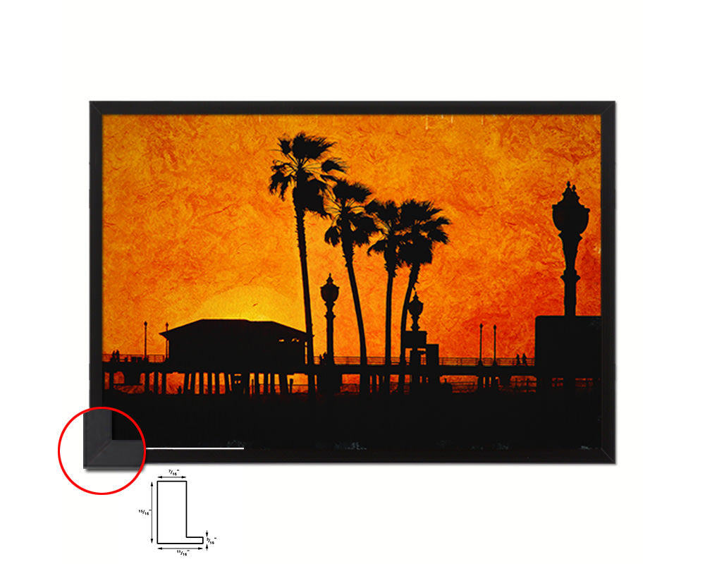 Huntington Beach, Summer Artwork Painting Print Art Frame Home Wall Decor Gifts