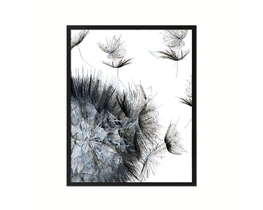 Dandelion Black Flower Wood Framed Paper Print Wall Decor Art Gifts