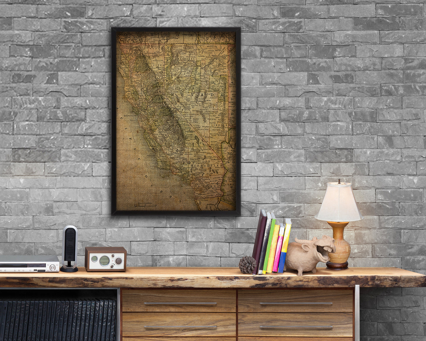 California Vintage Map Framed Print Art Gifts