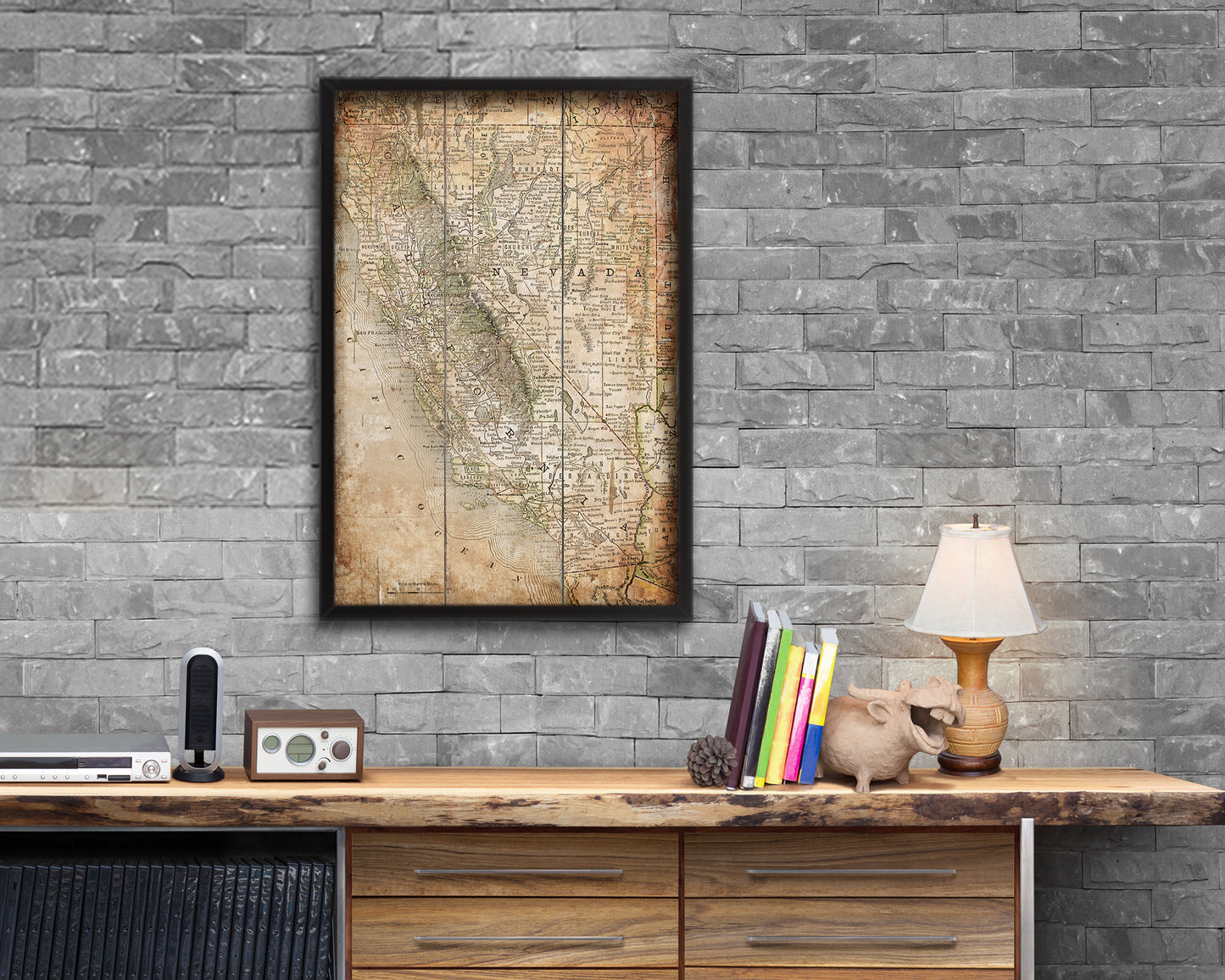 California Antique Map Framed Print Art Gifts